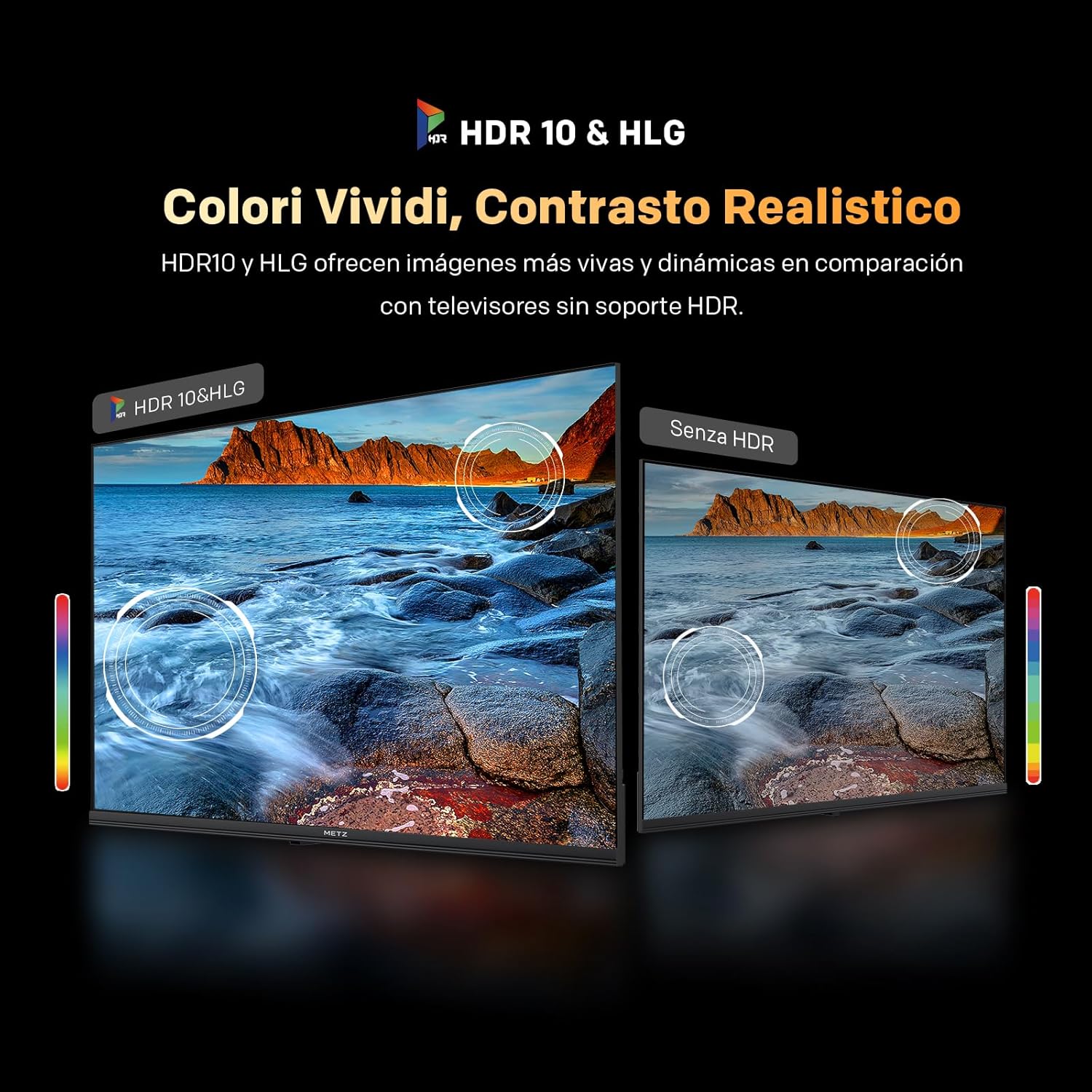 METZ QLED 40 Inch Smart TV FHD MQF7000Z, HDR10, Dolby Audio, Riduzione Luce Blu, Google TV, Googlecast, Tuner DVB-T/T2/C/S/S2/Analogico