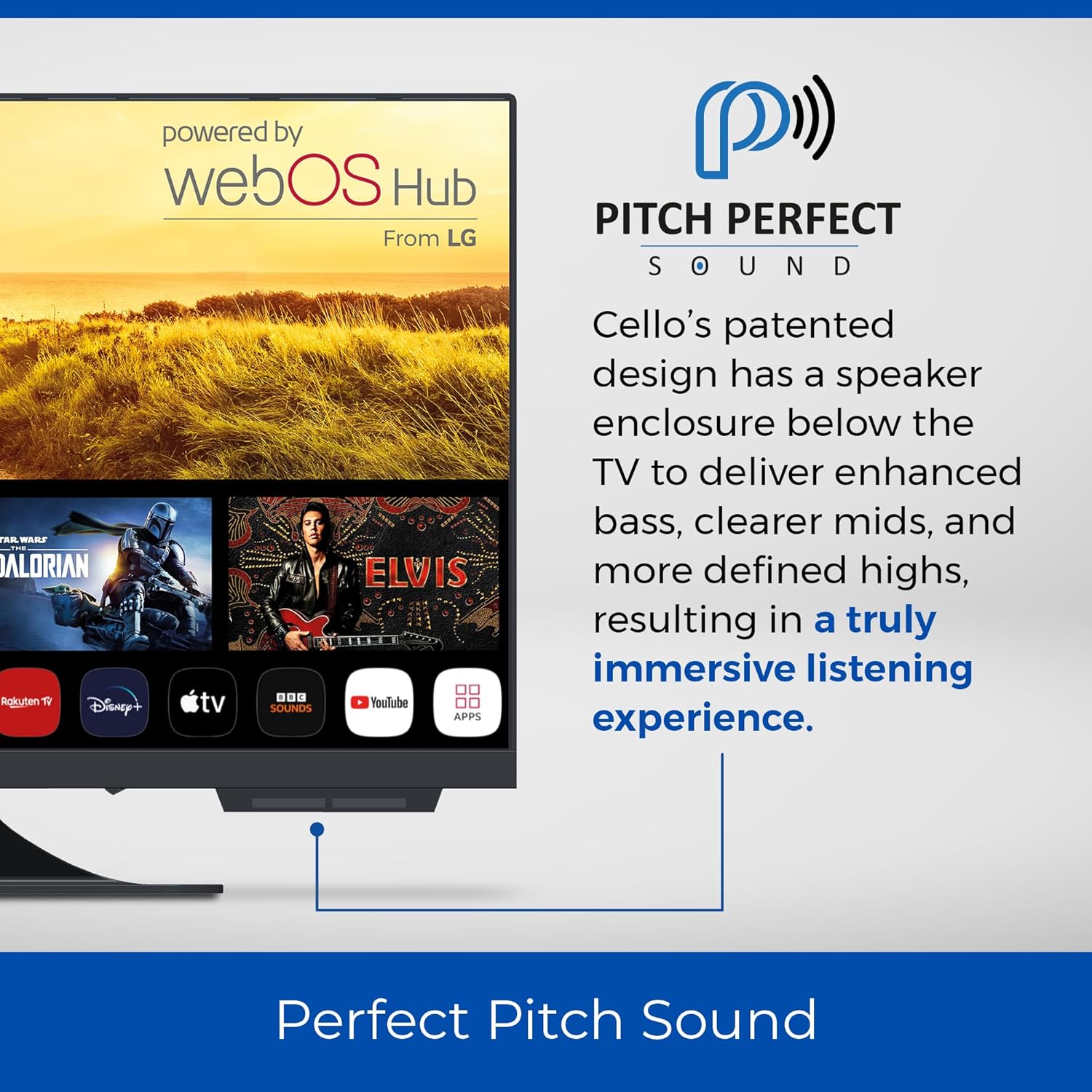 Cello C2224WS 12 Volt 22 Inch Traveller Smart TV Frameless Ultrafast WebOS, Speaker Pitch Perfect Bluetooth, Netflix, piccola TV for camper and camion