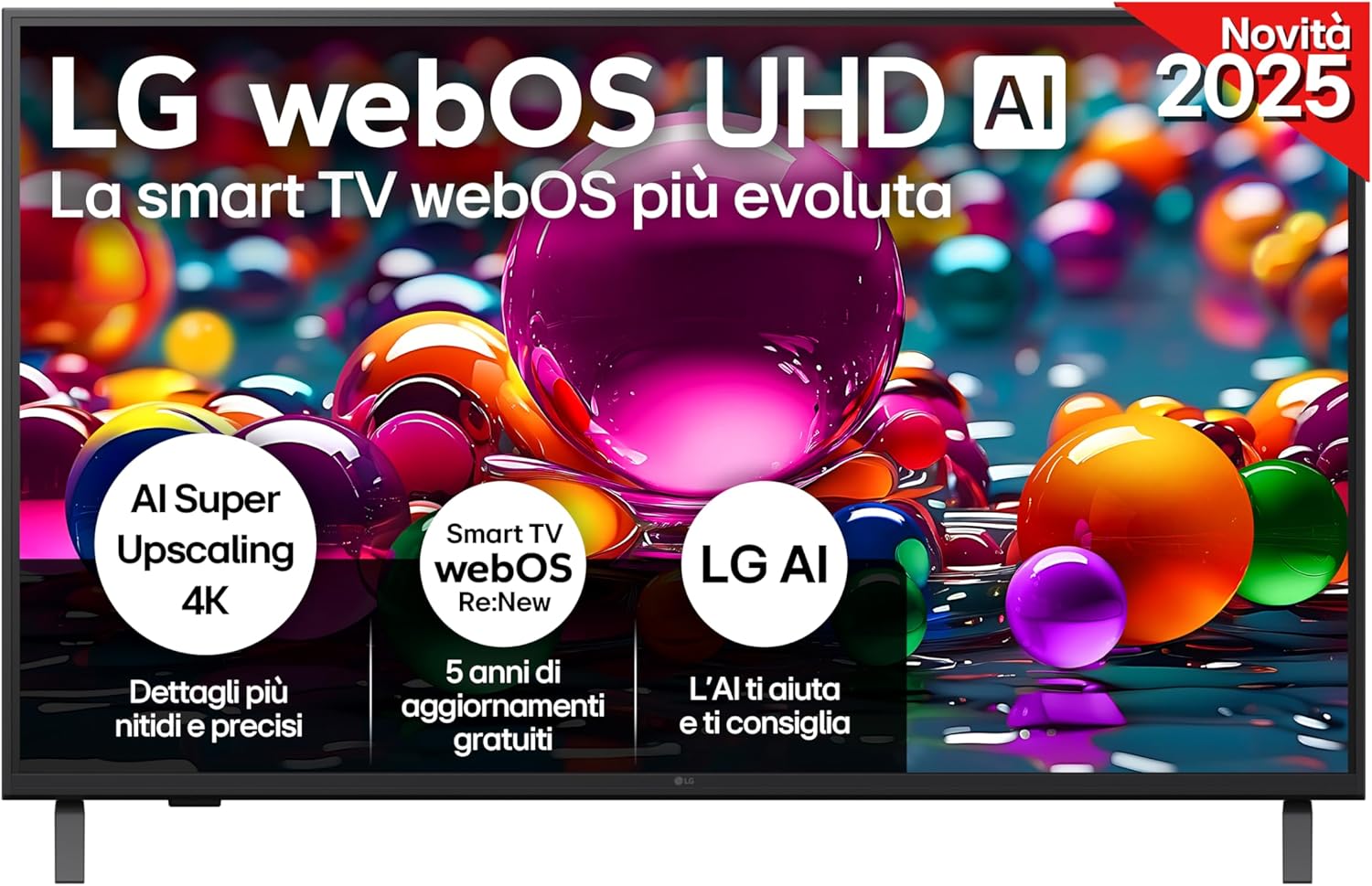 webOS UHD AI UA75 TV 43 Inch, Smart TV 4K Ultra HD, Processore α7 Gen8, webOS with AI, Filmmaker mode, HDR10, Gaming with VRR 4K@60Hz, Game Optimizer, Wi-Fi, 43UA75006LA 2025