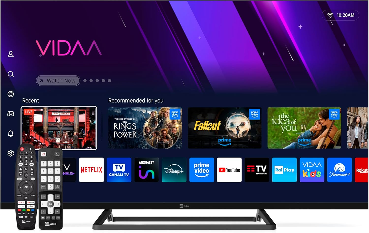 TELE System Smart TV 40 Inch Full HD LED Frameless, Certificato CAM tivùsat, HbbTV, HDR10 HLG, powered by VIDAA, Dual Remote Control Included.