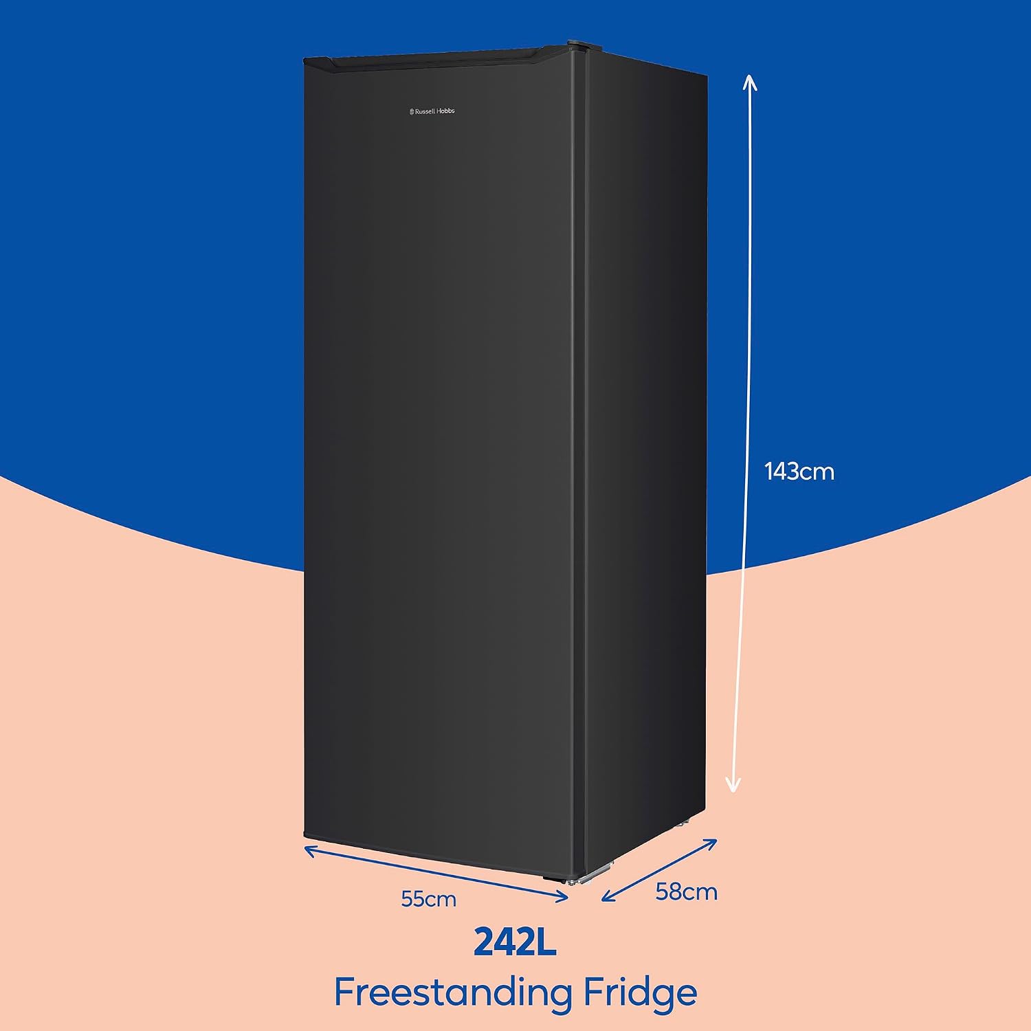Freestanding Larder Fridge 242L 55cm 143cm Black