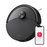 Robot Vacuum Cleaner with Mop 10,000 Pa Suction Dual Anti-Tangle Brushes Black