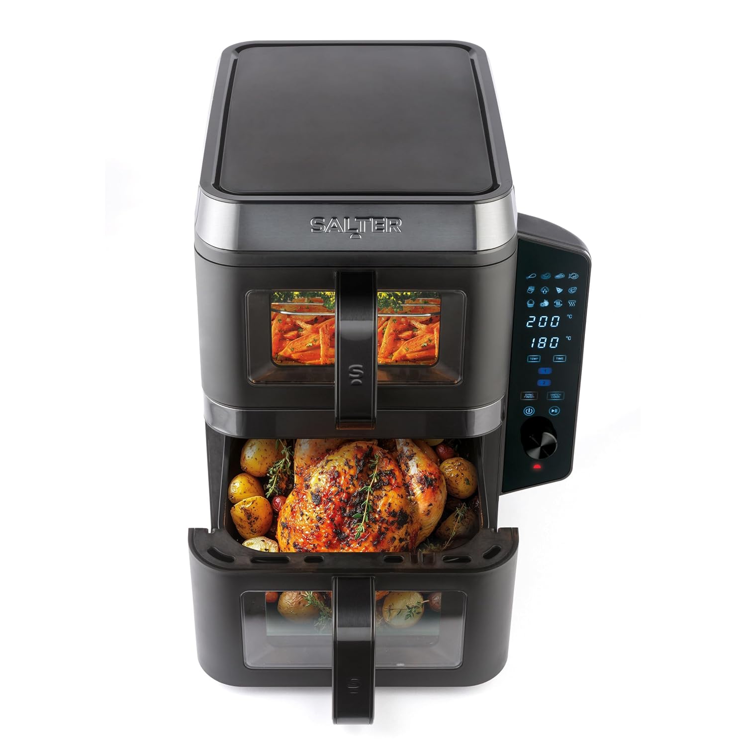 Double Stack Air Fryer 9L 2400W 12 Functions Black