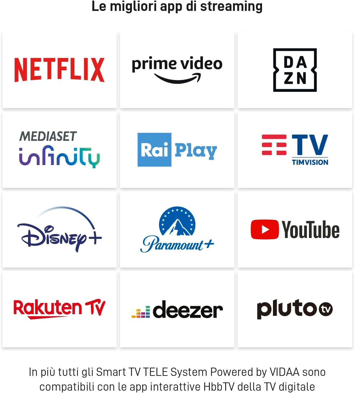 TELE System Smart TV 40 Inch Full HD LED Frameless, Certificato CAM tivùsat, HbbTV, HDR10 HLG, powered by VIDAA, Dual Remote Control Included.