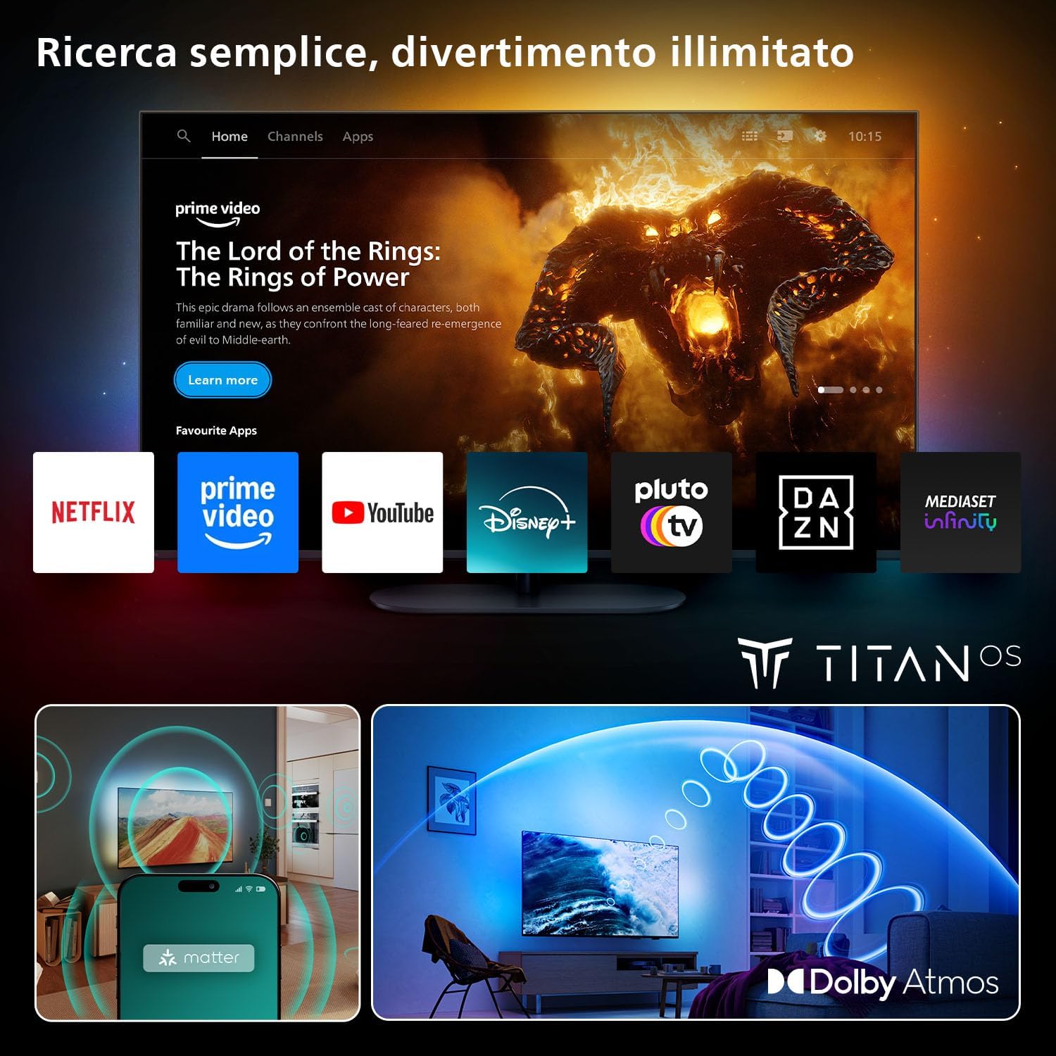 Ambilight 43PUS8200 4K LED Smart TV - Display 43'' with Platform Titan OS, Pixel Precise Ultra HD and Dolby Atmos Sound - Works with Alexa and Google Voice Assistant
