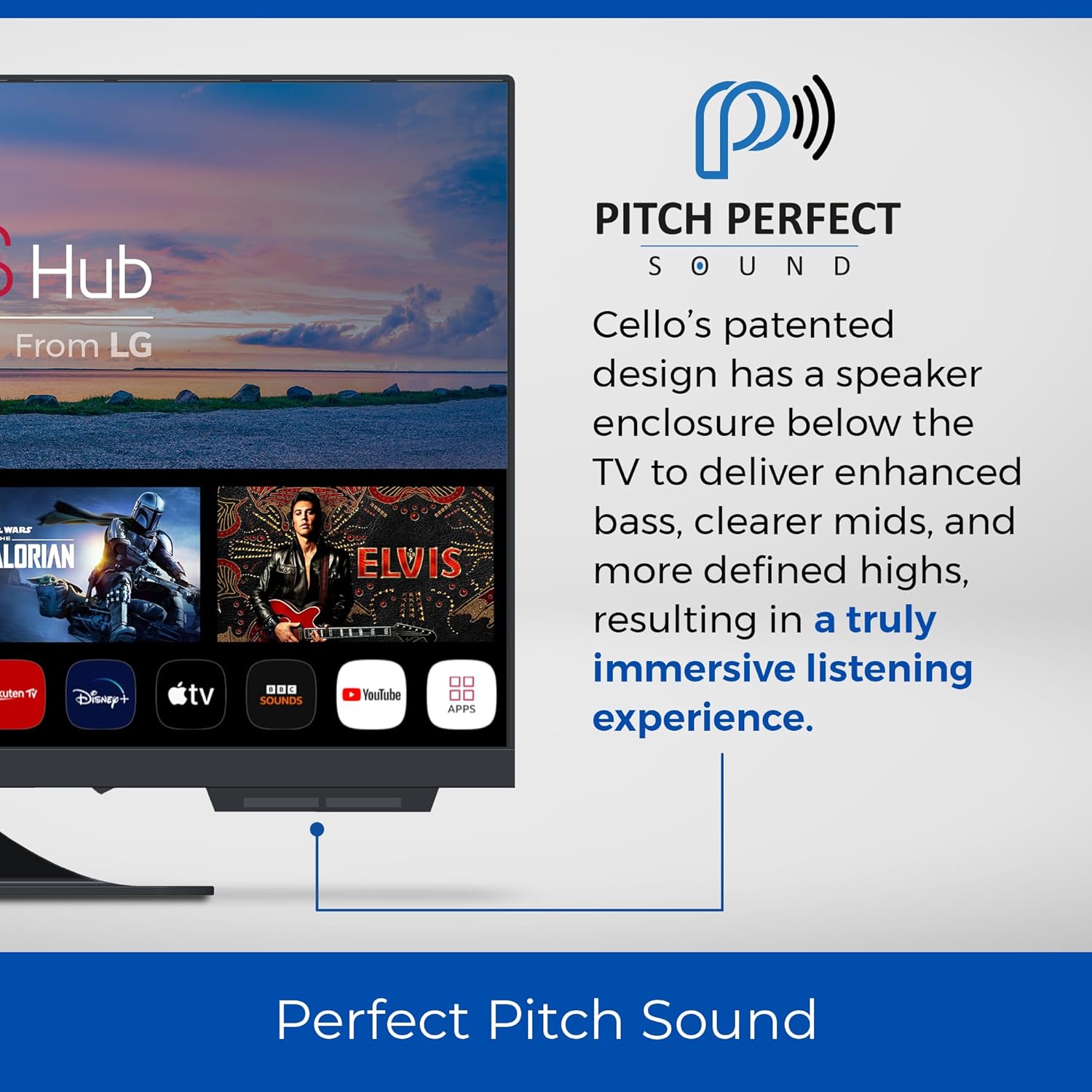 Cello C2224WS 12 Volt 22 Inch Traveller Smart TV Frameless Ultrafast WebOS, Speaker Pitch Perfect Bluetooth, Netflix, piccola TV for camper and camion