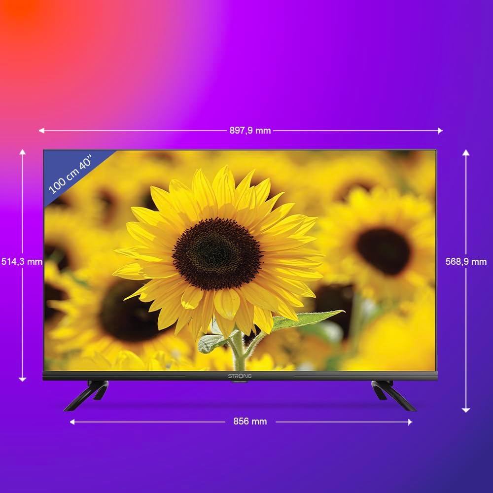 Strong - Smart TV 40″ (100 cm) Full HD SRT40FD5553 - with Android TV - Immagini eccezionali - Triple Tuner - 3 HDMI ports (1 ARC) + 2 USB ports + AV + Input antenna/satellite - Black